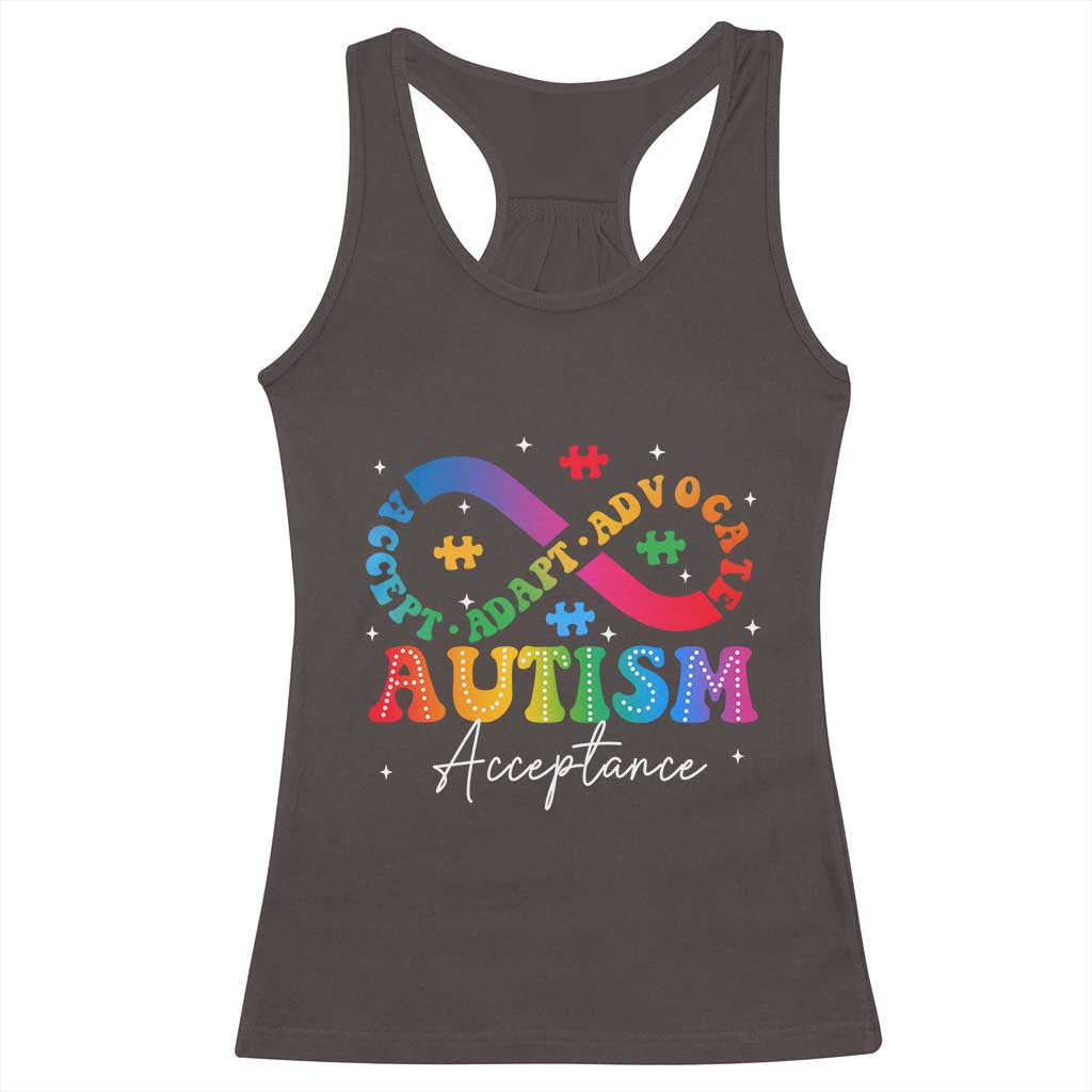 Autism Awareness Acceptance Racerback Tank Top Infinity Symbol Neurodiversity TS10 Dark Chocolate Print Your Wear