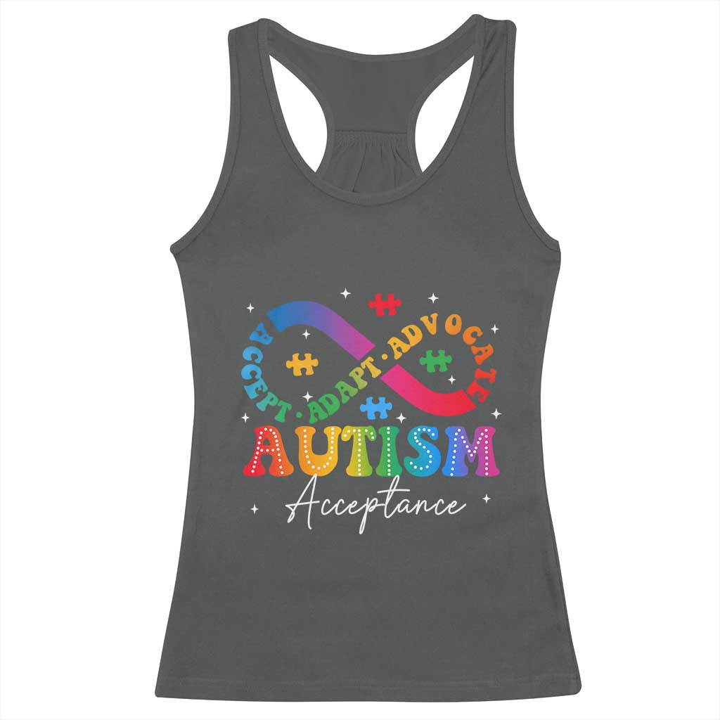 Autism Awareness Acceptance Racerback Tank Top Infinity Symbol Neurodiversity TS10 Dark Heather Print Your Wear