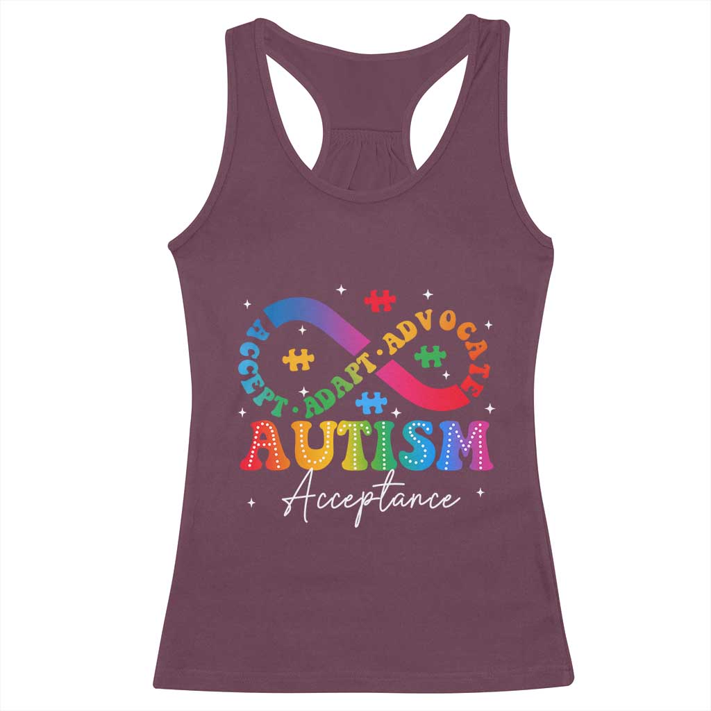 Autism Awareness Acceptance Racerback Tank Top Infinity Symbol Neurodiversity TS10 Maroon Print Your Wear
