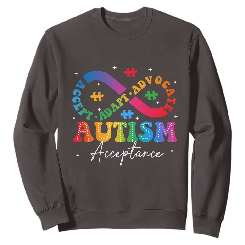 Autism Awareness Acceptance Sweatshirt Infinity Symbol Neurodiversity TS10 Dark Chocolate Print Your Wear