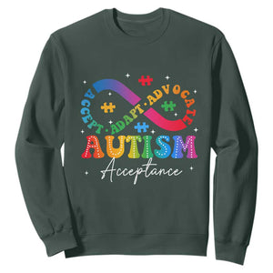 Autism Awareness Acceptance Sweatshirt Infinity Symbol Neurodiversity TS10 Dark Forest Green Print Your Wear