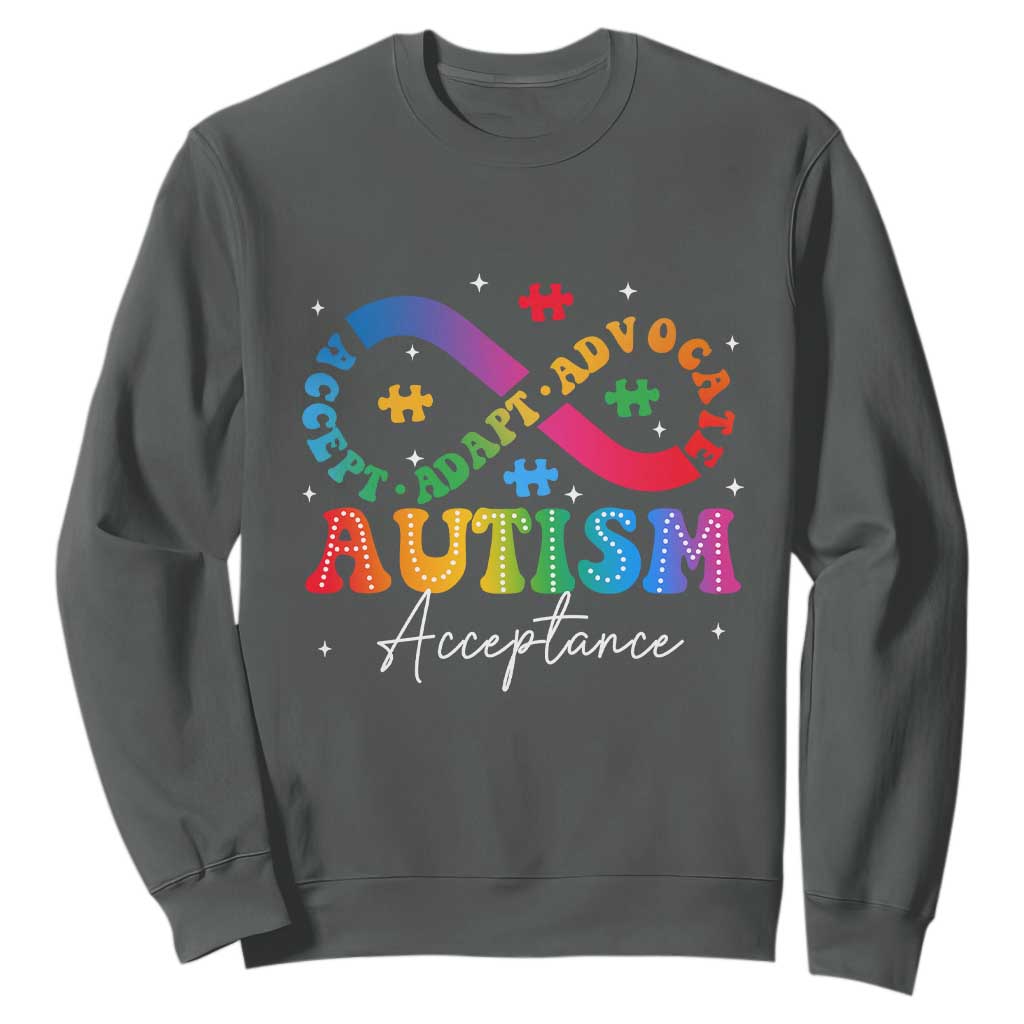 Autism Awareness Acceptance Sweatshirt Infinity Symbol Neurodiversity TS10 Dark Heather Print Your Wear