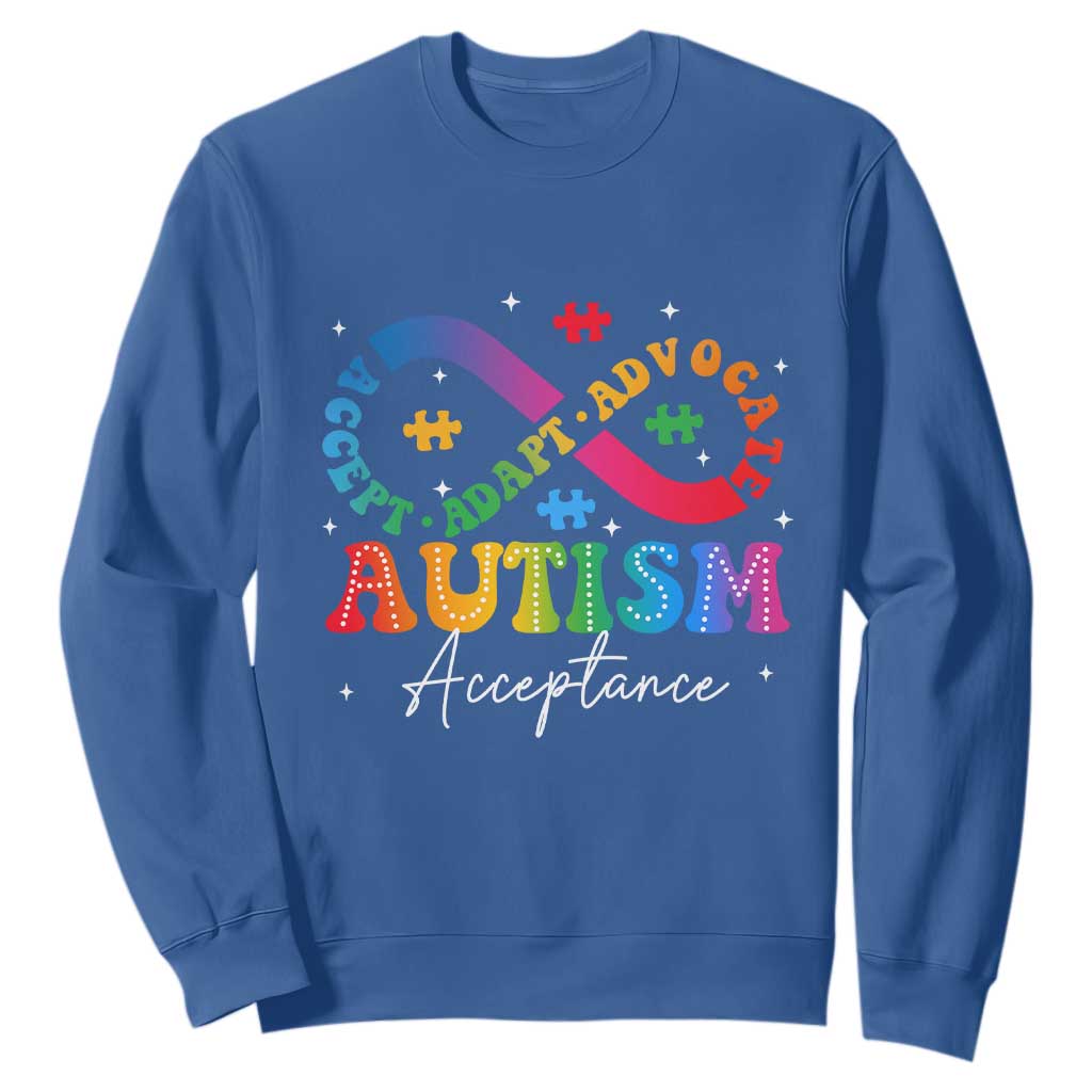 Autism Awareness Acceptance Sweatshirt Infinity Symbol Neurodiversity TS10 Royal Blue Print Your Wear