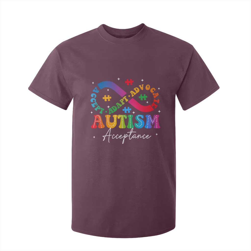 Autism Awareness Acceptance T Shirt For Kid Infinity Symbol Neurodiversity TS10 Maroon Print Your Wear