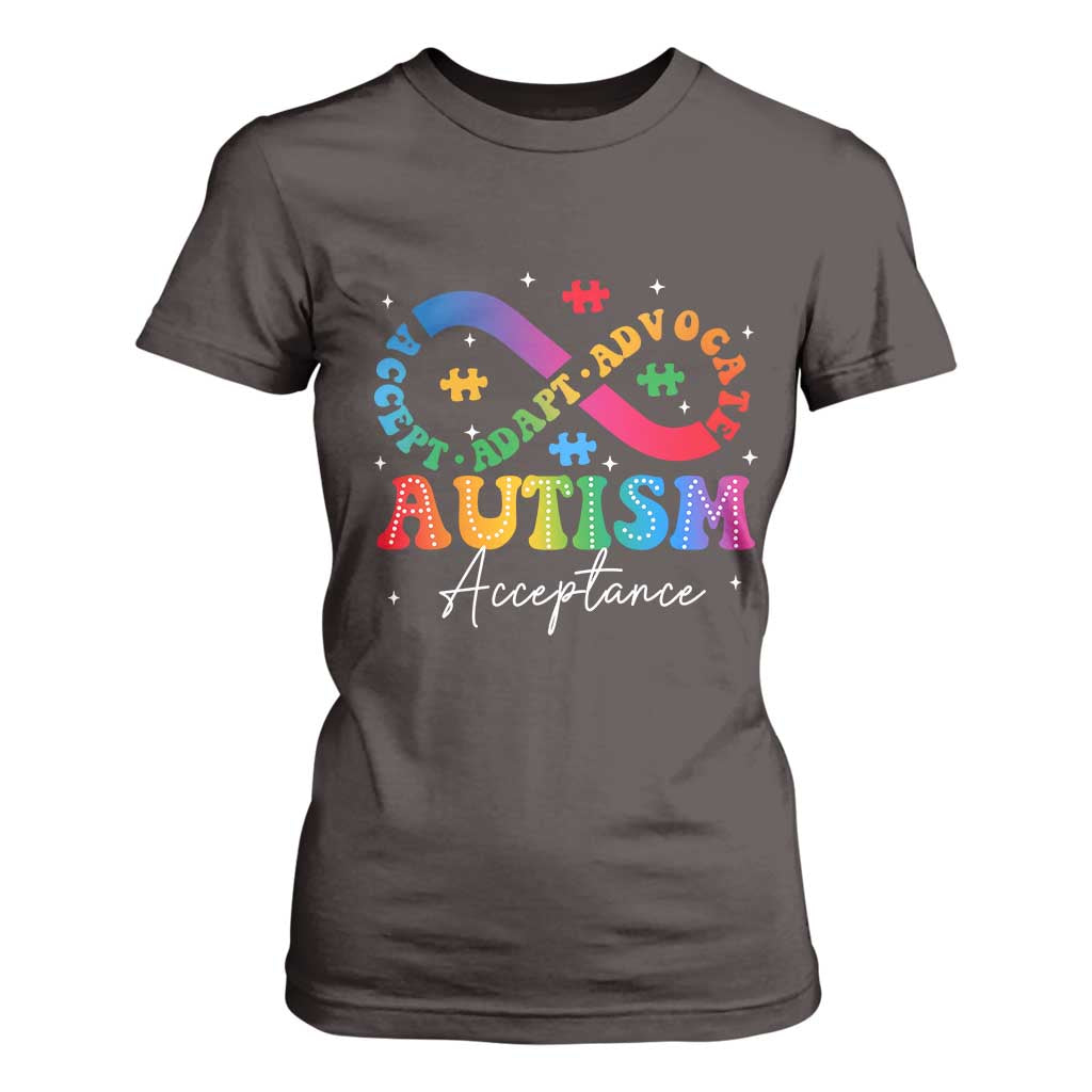 Autism Awareness Acceptance T Shirt For Women Infinity Symbol Neurodiversity TS10 Dark Chocolate Print Your Wear