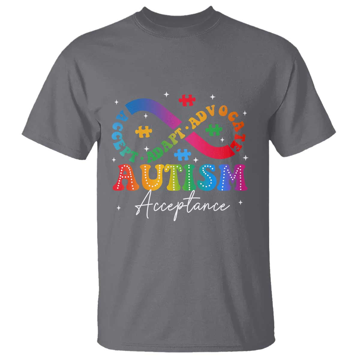 Autism Awareness Acceptance T Shirt Infinity Symbol Neurodiversity TS10 Charcoal Print Your Wear