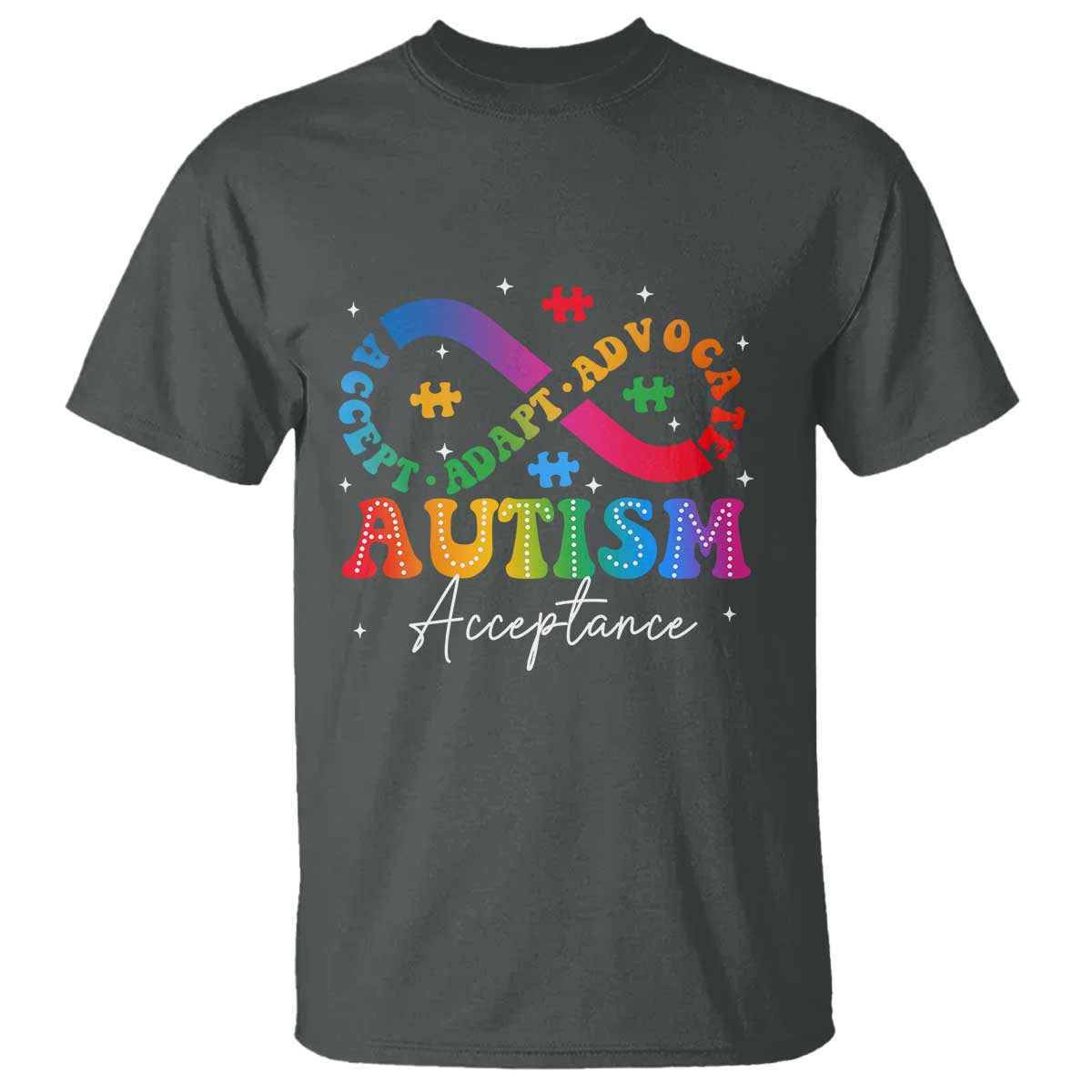 Autism Awareness Acceptance T Shirt Infinity Symbol Neurodiversity TS10 Dark Heather Print Your Wear