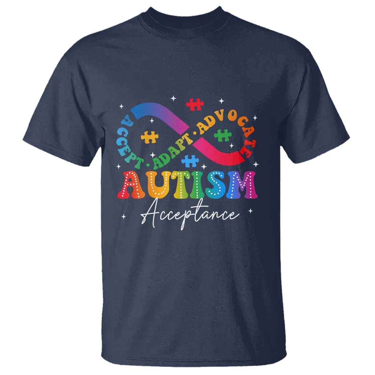 Autism Awareness Acceptance T Shirt Infinity Symbol Neurodiversity TS10 Navy Print Your Wear