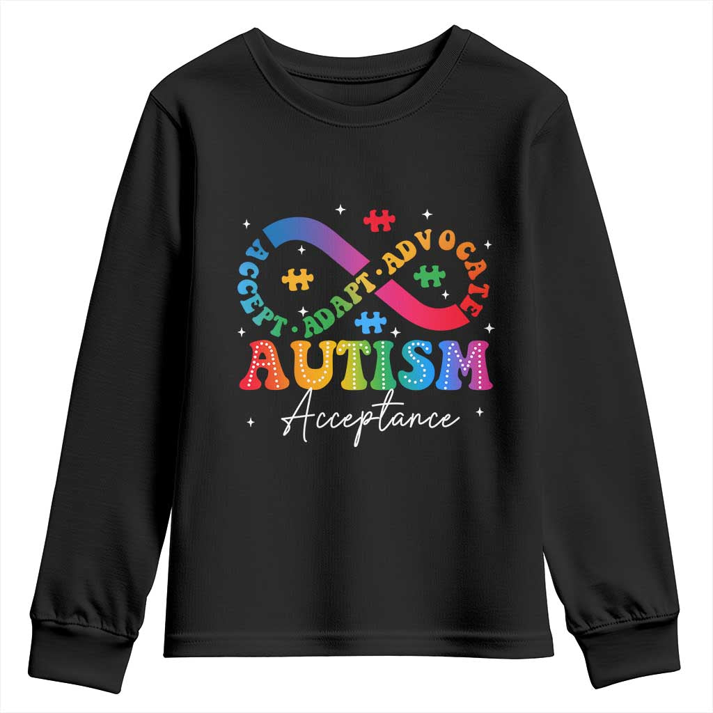 Autism Awareness Acceptance Youth Sweatshirt Infinity Symbol Neurodiversity TS10 Black Print Your Wear