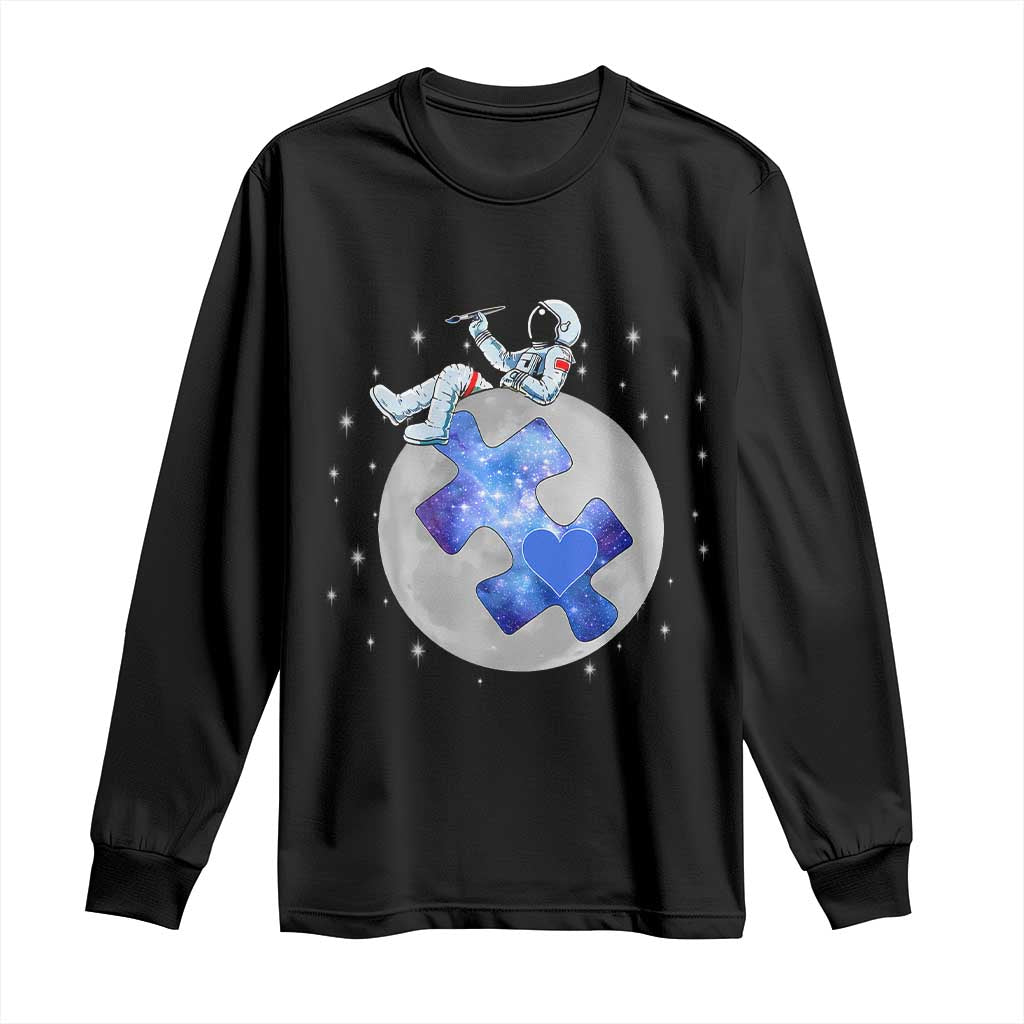 Autism Awareness Astronaut Long Sleeve Shirt Space Stars Autistic Kids Sped Teacher TS10 Black Print Your Wear