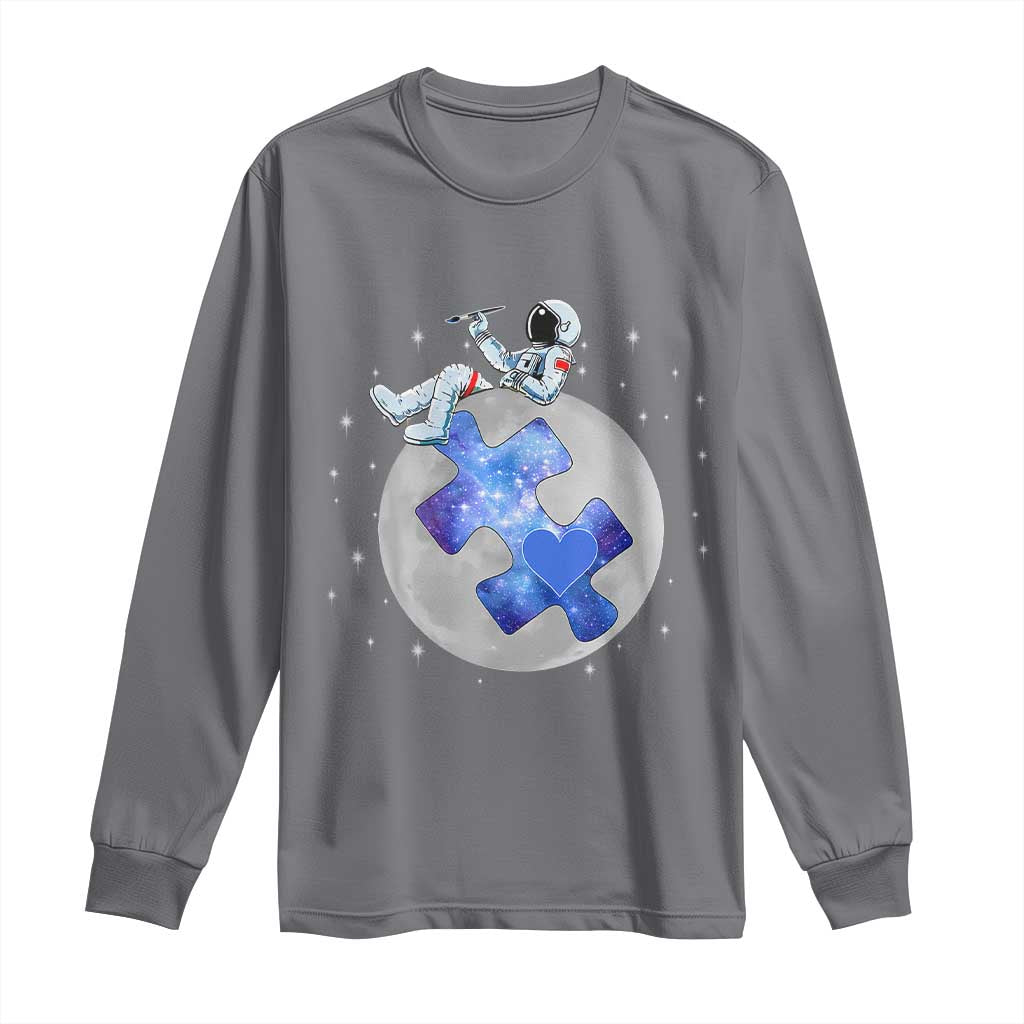 Autism Awareness Astronaut Long Sleeve Shirt Space Stars Autistic Kids Sped Teacher TS10 Charcoal Print Your Wear
