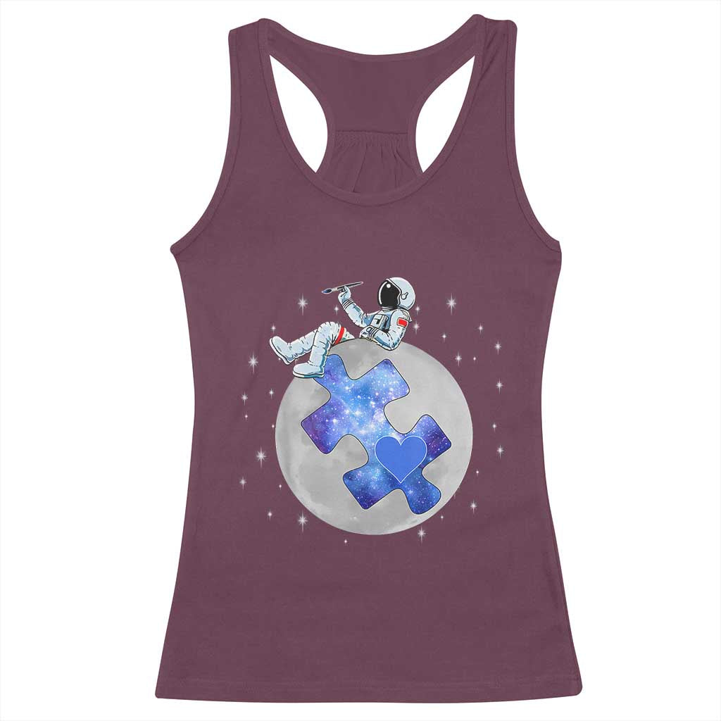 Autism Awareness Astronaut Racerback Tank Top Space Stars Autistic Kids Sped Teacher TS10 Maroon Print Your Wear