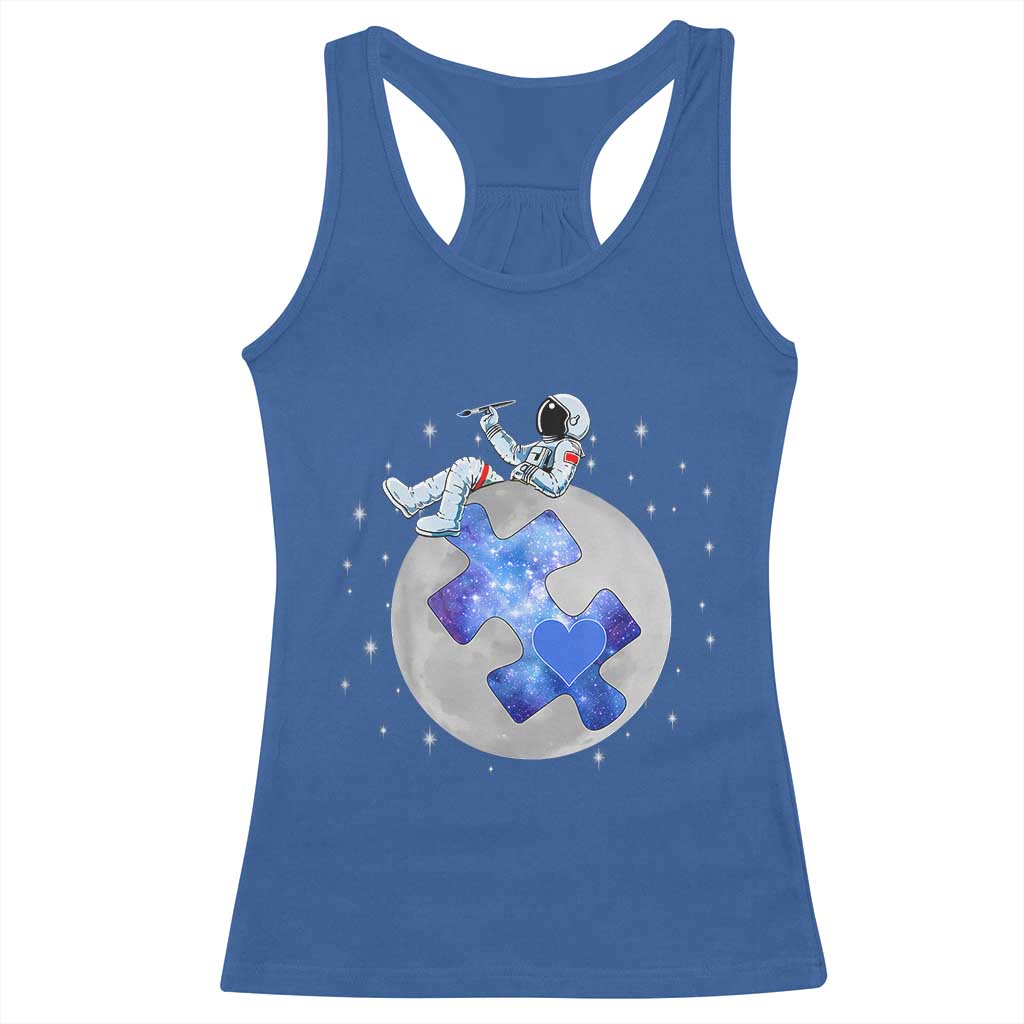 Autism Awareness Astronaut Racerback Tank Top Space Stars Autistic Kids Sped Teacher TS10 Royal Blue Print Your Wear