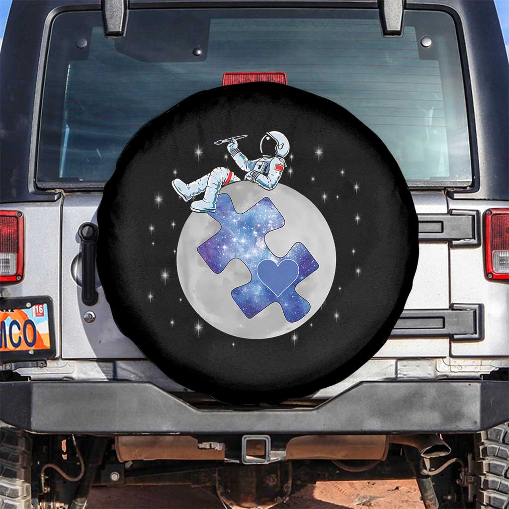 Autism Awareness Astronaut Spare Tire Cover Space Stars Autistic Kids Sped Teacher TS10 No hole Black Print Your Wear