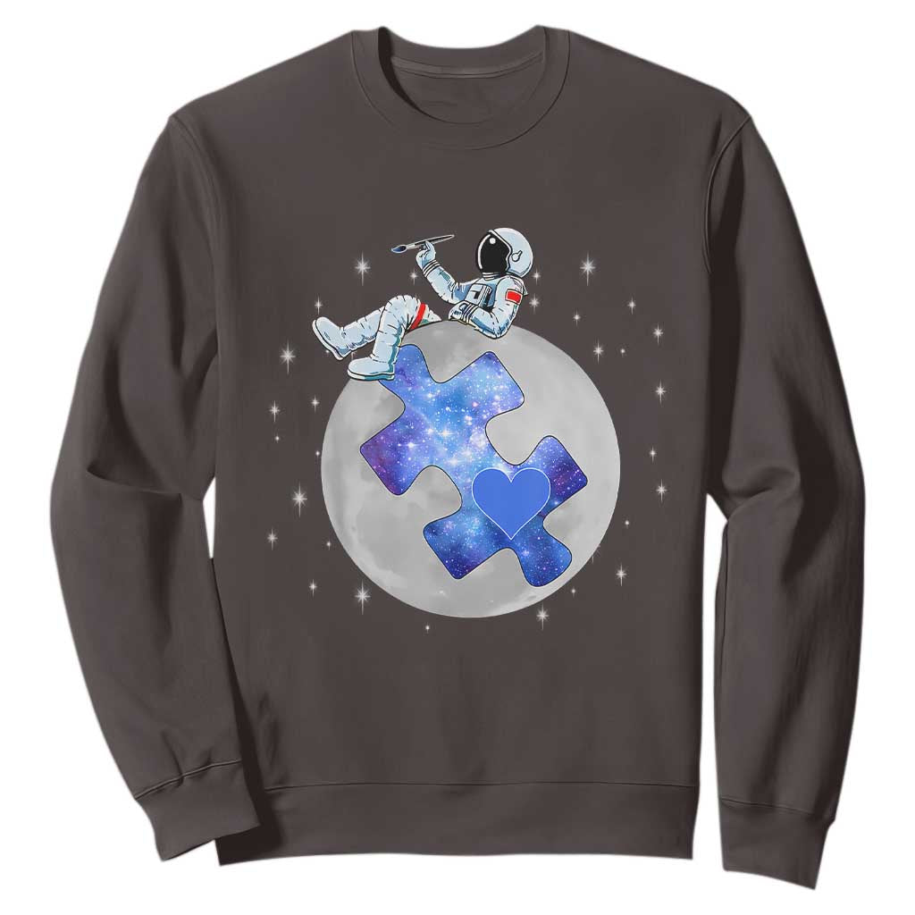 Autism Awareness Astronaut Sweatshirt Space Stars Autistic Kids Sped Teacher TS10 Dark Chocolate Print Your Wear