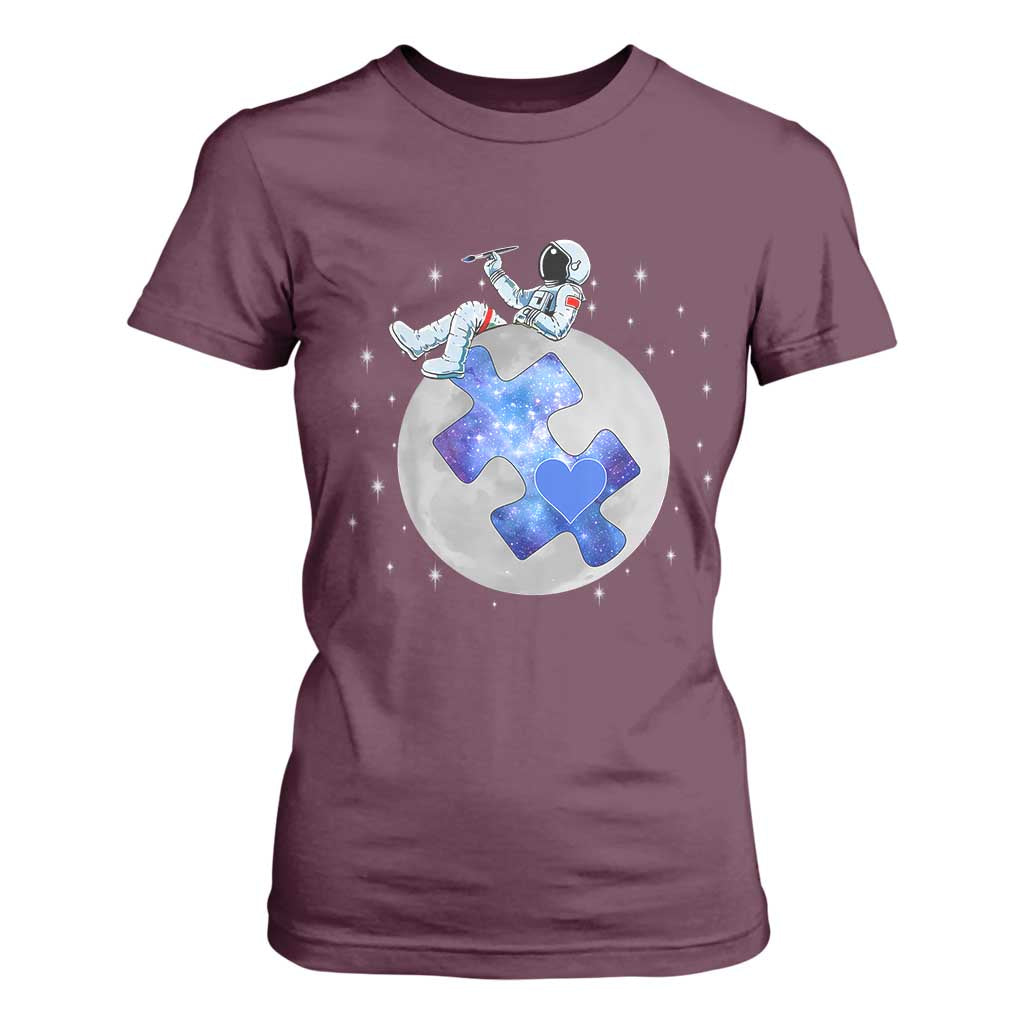 Autism Awareness Astronaut T Shirt For Women Space Stars Autistic Kids Sped Teacher TS10 Maroon Print Your Wear