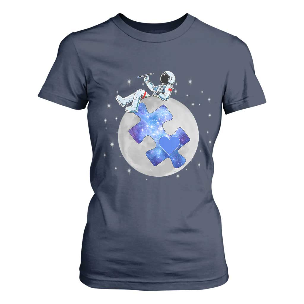 Autism Awareness Astronaut T Shirt For Women Space Stars Autistic Kids Sped Teacher TS10 Navy Print Your Wear