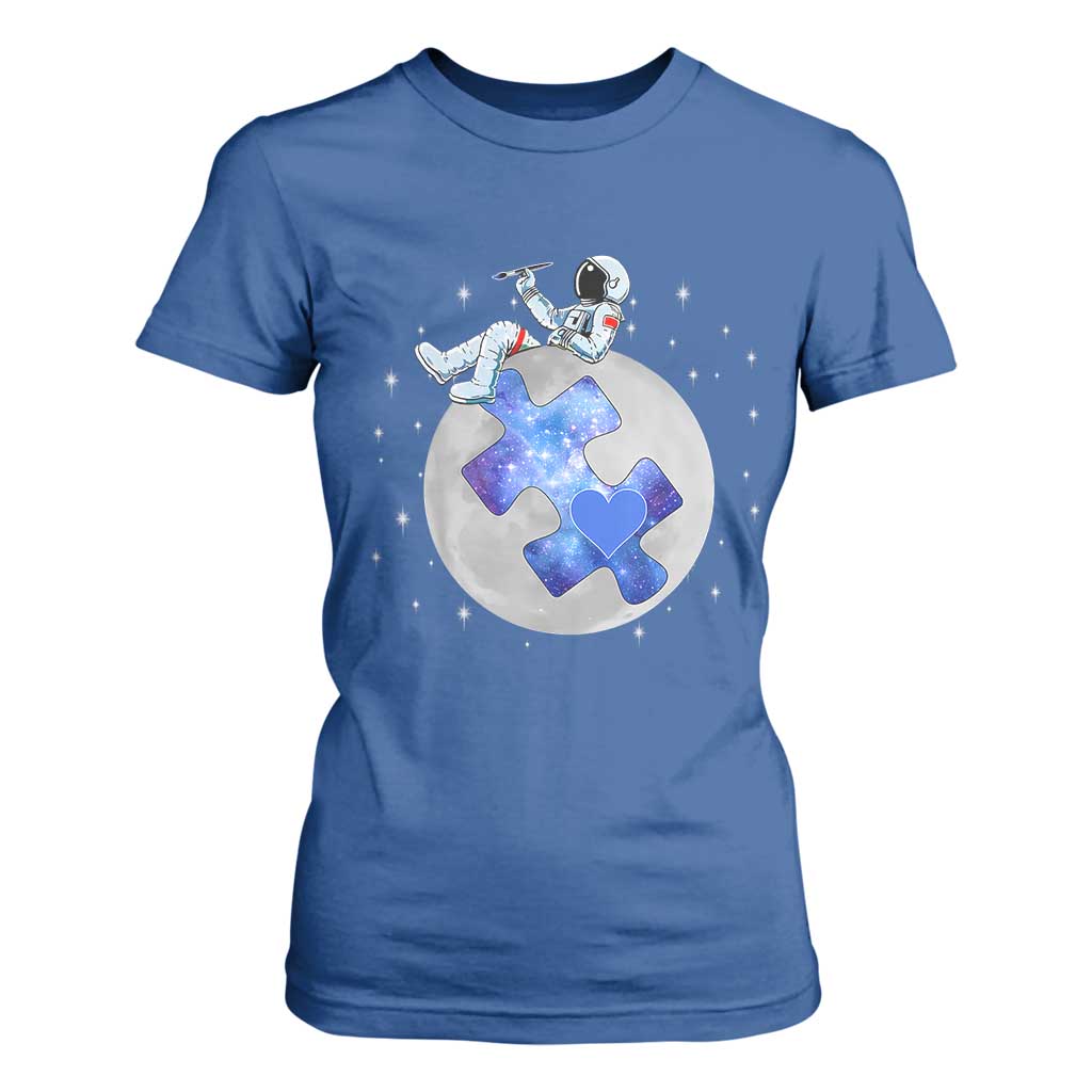 Autism Awareness Astronaut T Shirt For Women Space Stars Autistic Kids Sped Teacher TS10 Royal Blue Print Your Wear