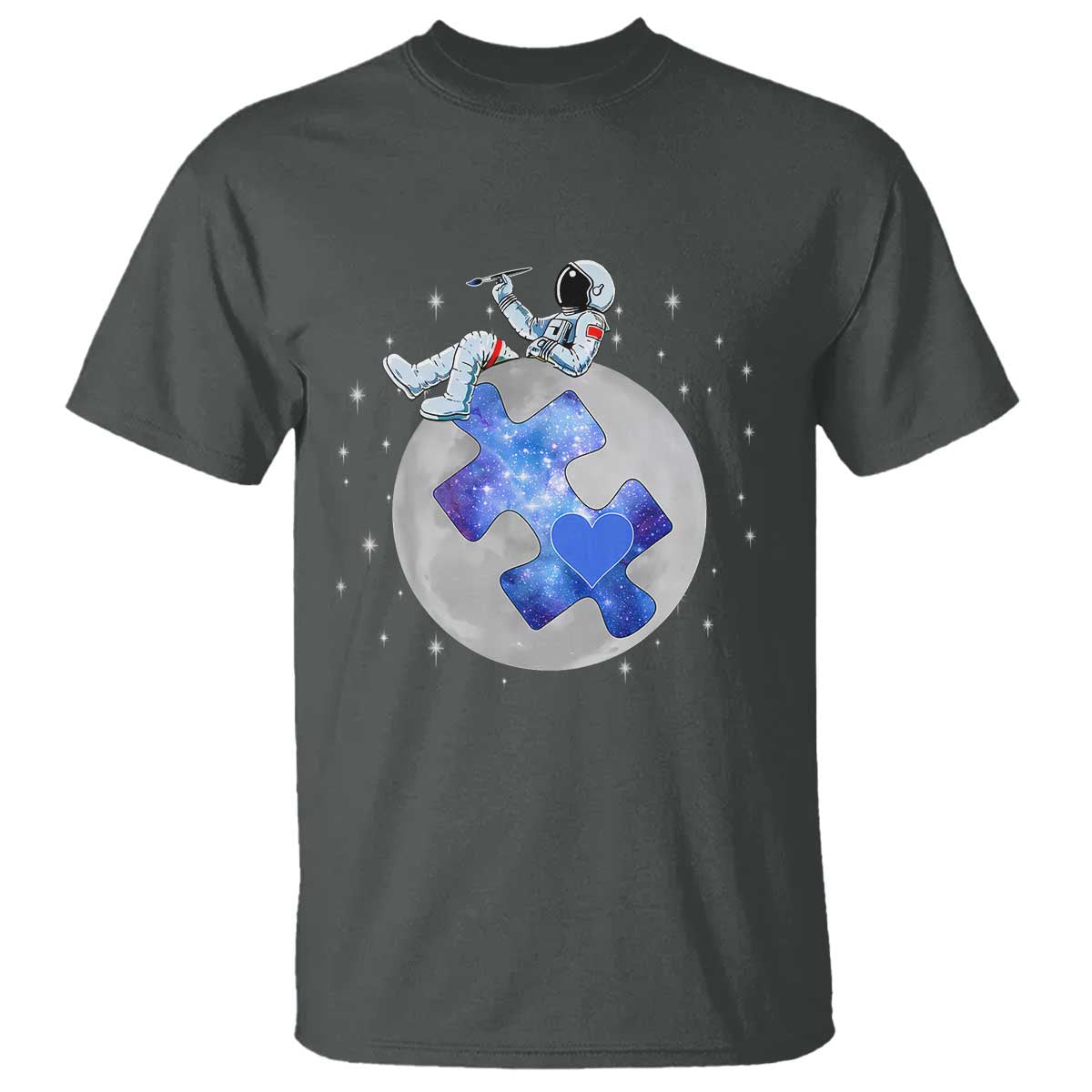Autism Awareness Astronaut T Shirt Space Stars Autistic Kids Sped Teacher TS10 Dark Heather Print Your Wear