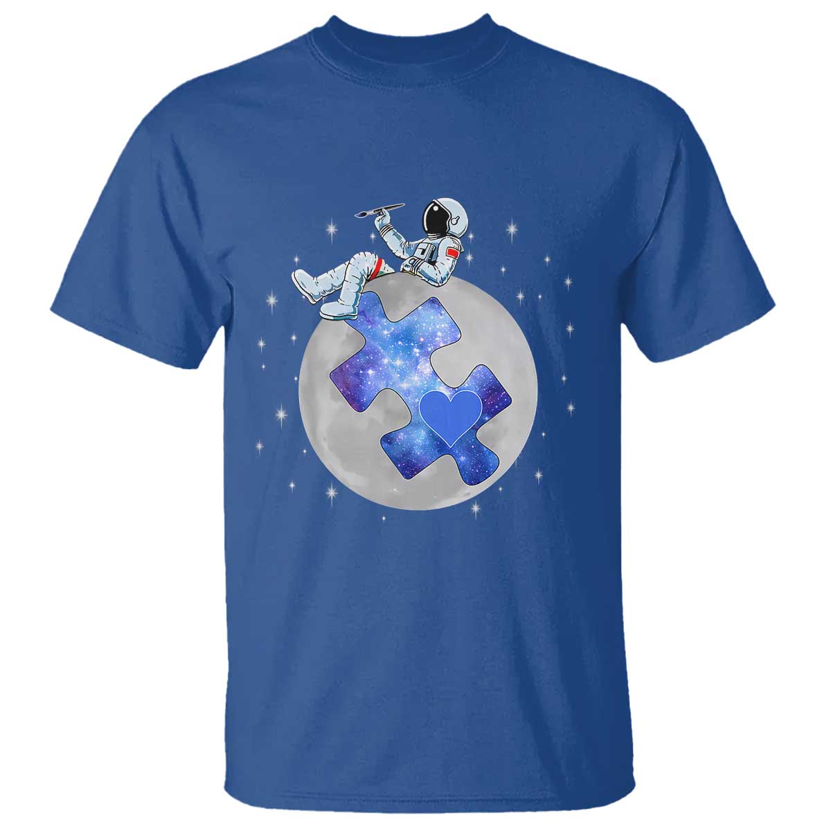 Autism Awareness Astronaut T Shirt Space Stars Autistic Kids Sped Teacher TS10 Royal Blue Print Your Wear
