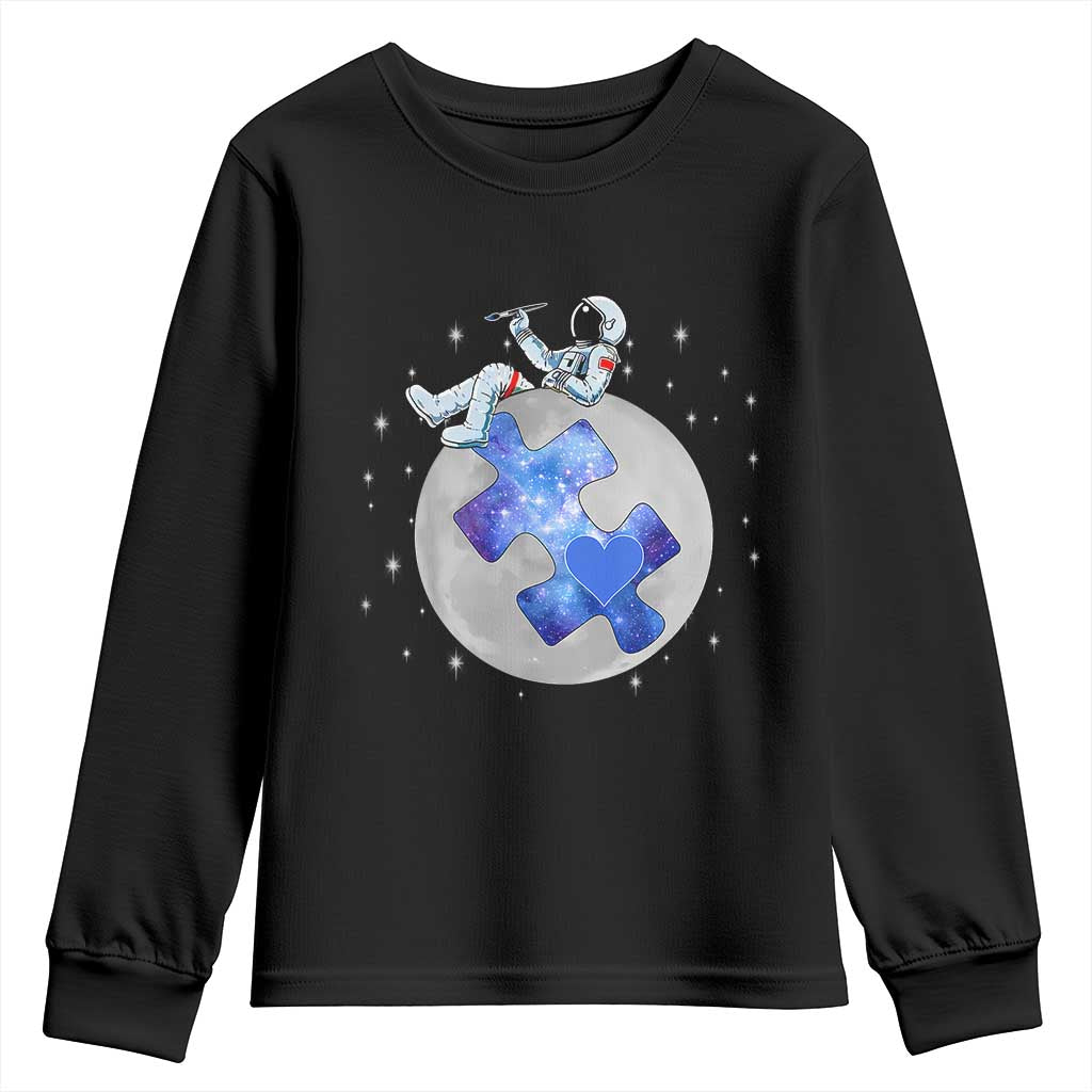 Autism Awareness Astronaut Youth Sweatshirt Space Stars Autistic Kids Sped Teacher TS10 Black Print Your Wear