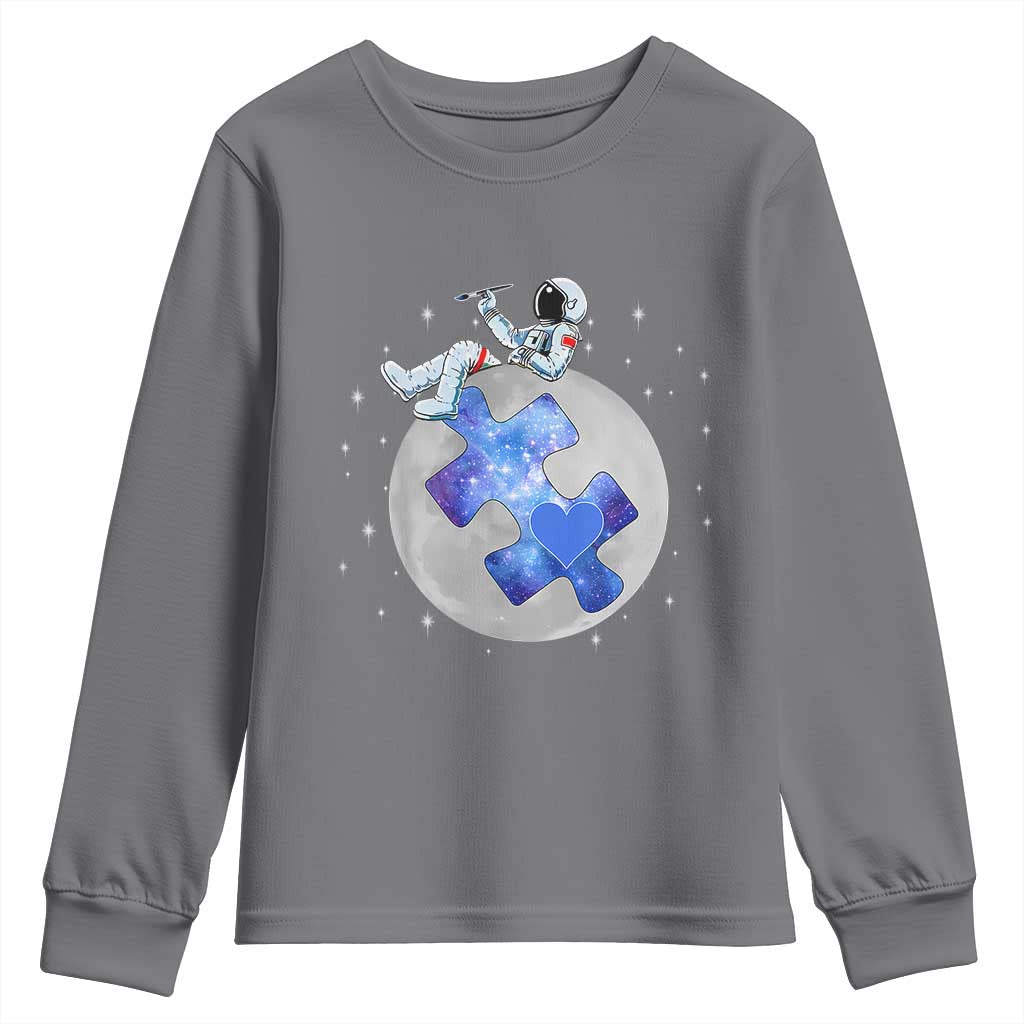 Autism Awareness Astronaut Youth Sweatshirt Space Stars Autistic Kids Sped Teacher TS10 Charcoal Print Your Wear