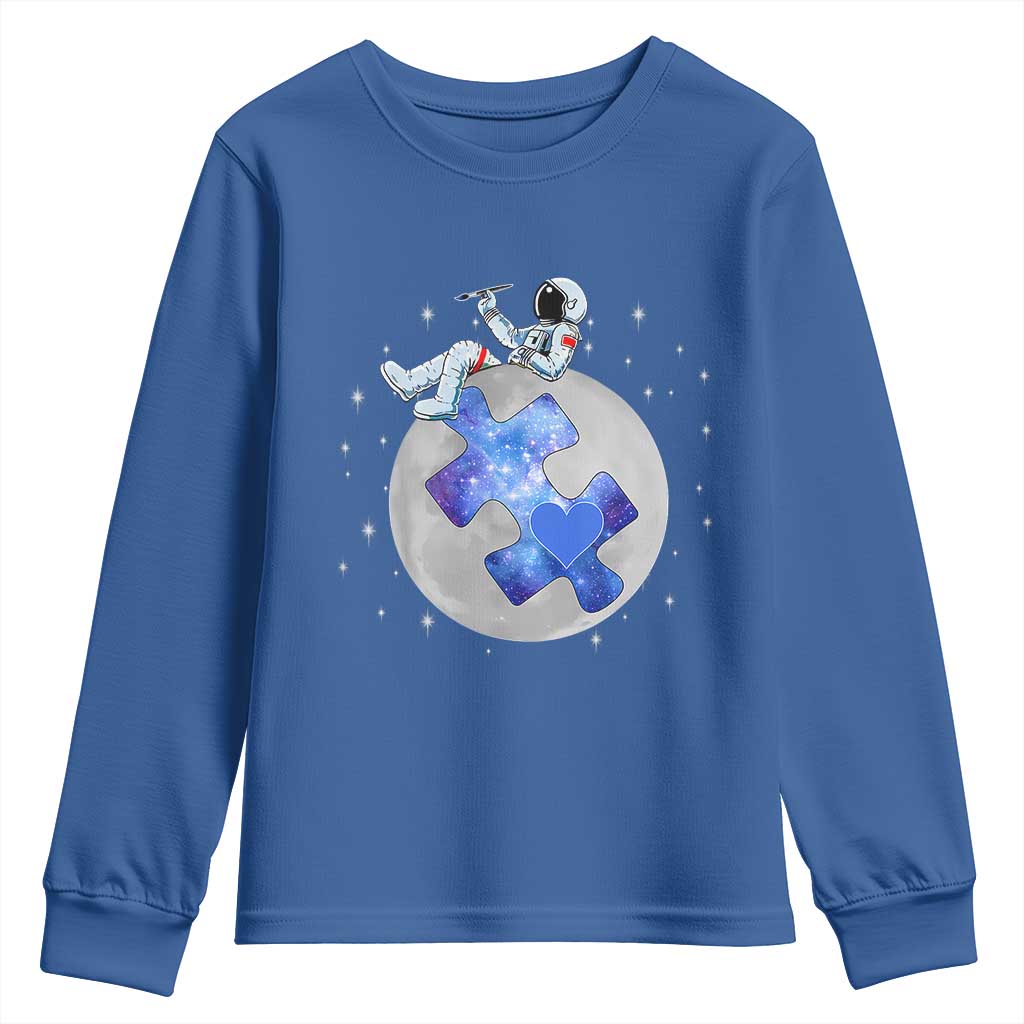 Autism Awareness Astronaut Youth Sweatshirt Space Stars Autistic Kids Sped Teacher TS10 Royal Blue Print Your Wear