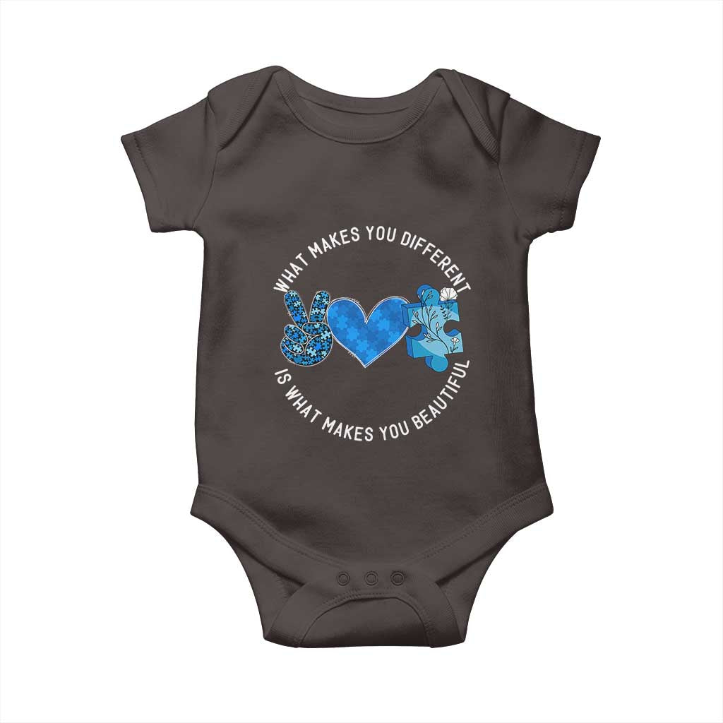 Autism Awareness Baby Onesie What Makes You Different Is What Makes You Beautiful TS10 Dark Chocolate Print Your Wear