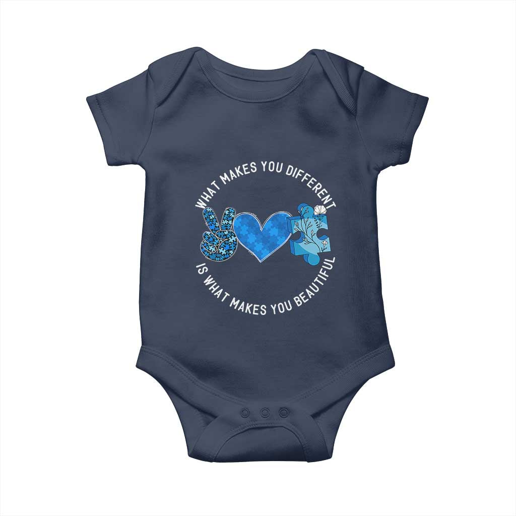 Autism Awareness Baby Onesie What Makes You Different Is What Makes You Beautiful TS10 Navy Print Your Wear