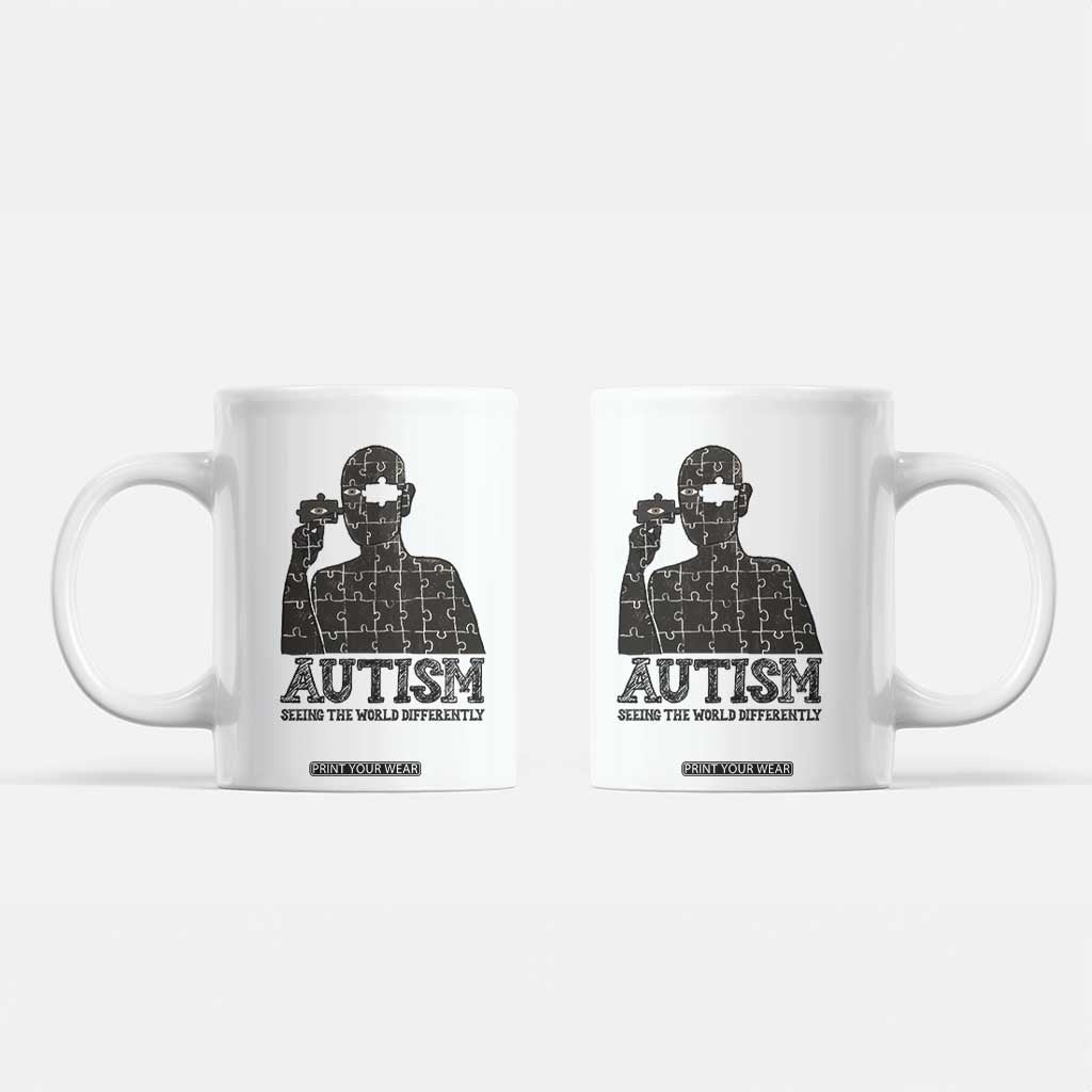 Autism Awareness Coffee Mug Autistic Seeing The World From A Different Angle Aesthetic TS09 White Print Your Wear