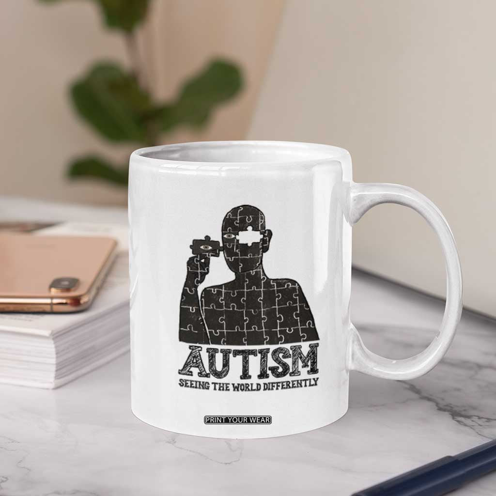 Autism Awareness Coffee Mug Autistic Seeing The World From A Different Angle Aesthetic TS09 Print Your Wear