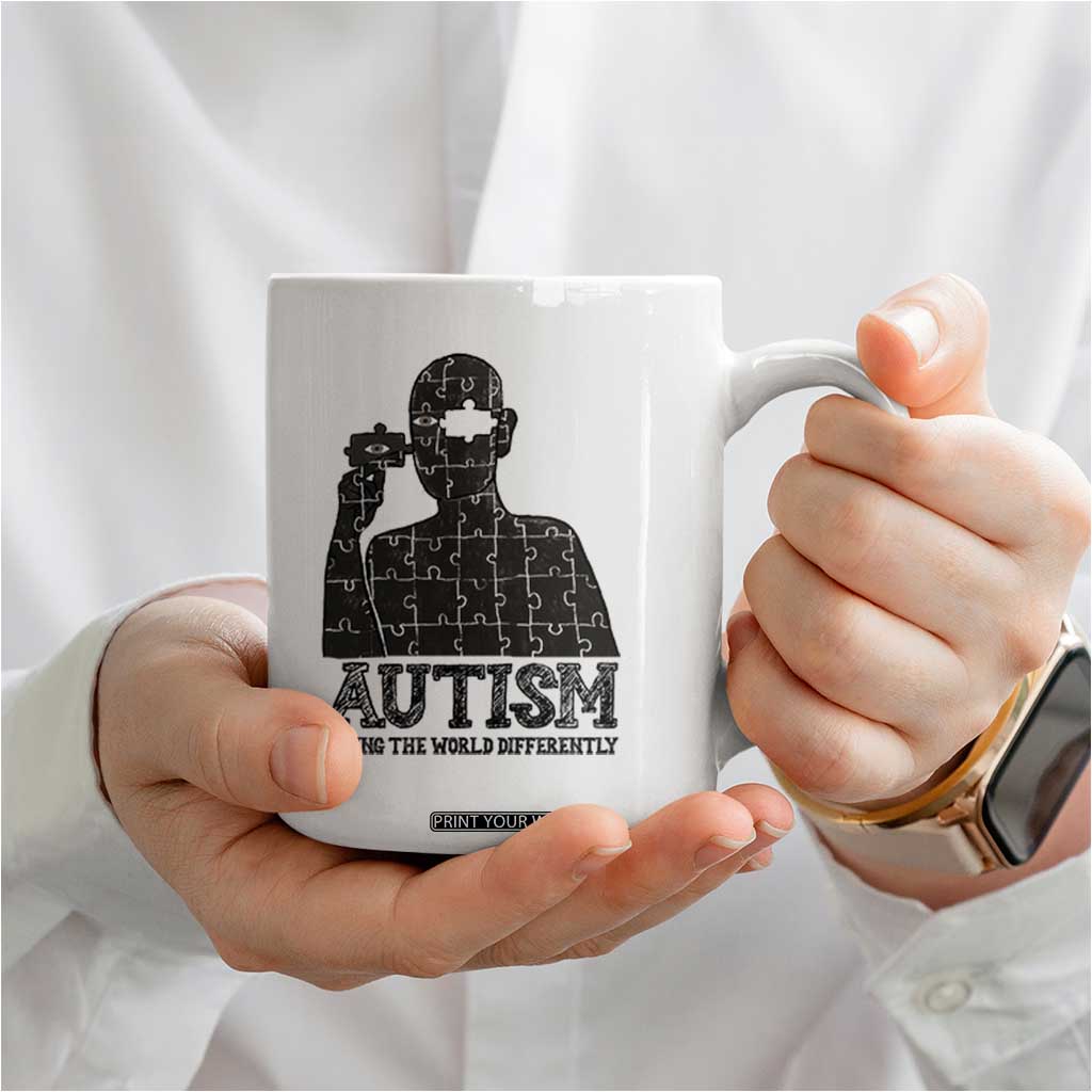 Autism Awareness Coffee Mug Autistic Seeing The World From A Different Angle Aesthetic TS09 Print Your Wear