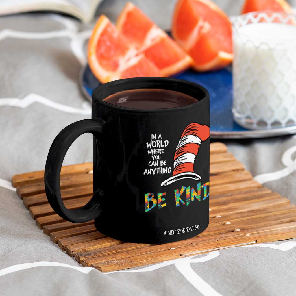Autism Awareness Coffee Mug Why Fit In When You Were Born To Stand Out Cat In Hat TS02 Print Your Wear