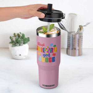 Autism Awareness Flip Straw Tumbler Think Before You Judge Autistic Support TS02 One Size: 30 oz Light Pink Print Your Wear