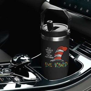 Autism Awareness Flip Straw Tumbler Why Fit In When You Were Born To Stand Out Cat In Hat TS02 Print Your Wear