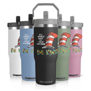 Autism Awareness Flip Straw Tumbler Why Fit In When You Were Born To Stand Out Cat In Hat TS02 Print Your Wear