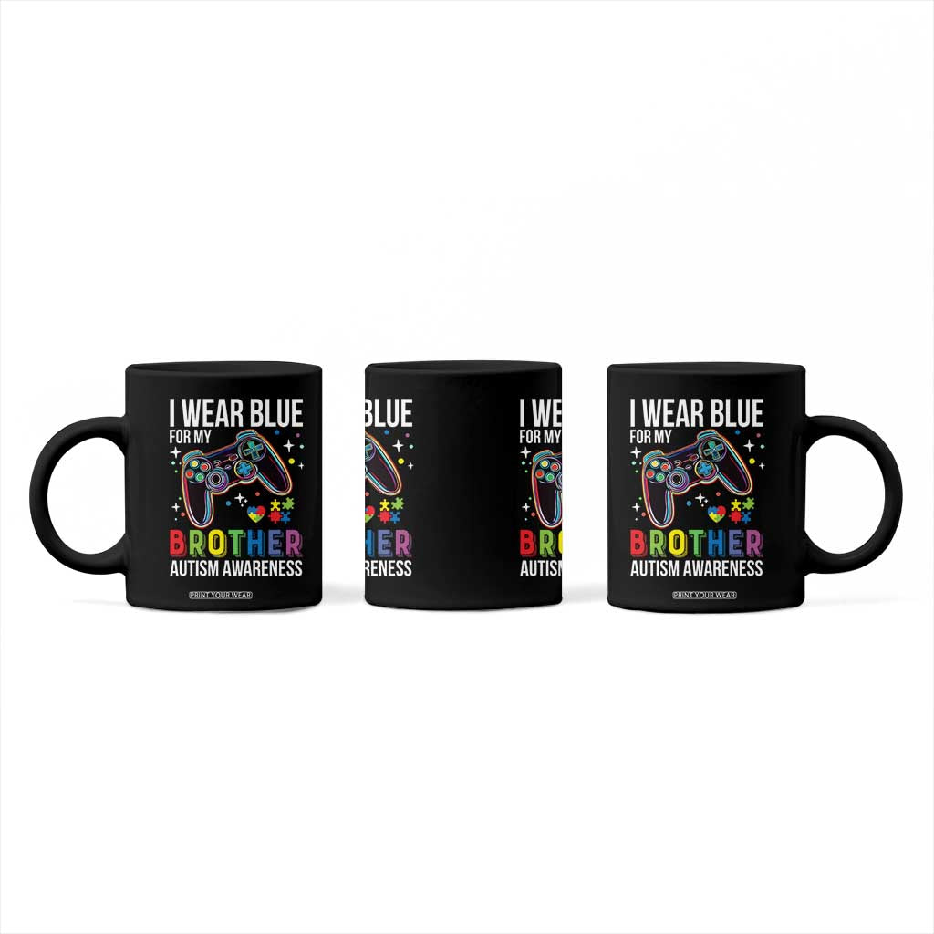 Autism Awareness Gamer Coffee Mug I Wear Blue for My Brother Video Game Family Support TS02 Print Your Wear