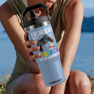 Autism Awareness Gamer Flip Straw Tumbler I Wear Blue for My Brother Video Game Family Support TS02 One Size: 30 oz Light Blue Print Your Wear