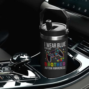 Autism Awareness Gamer Flip Straw Tumbler I Wear Blue for My Brother Video Game Family Support TS02 Print Your Wear