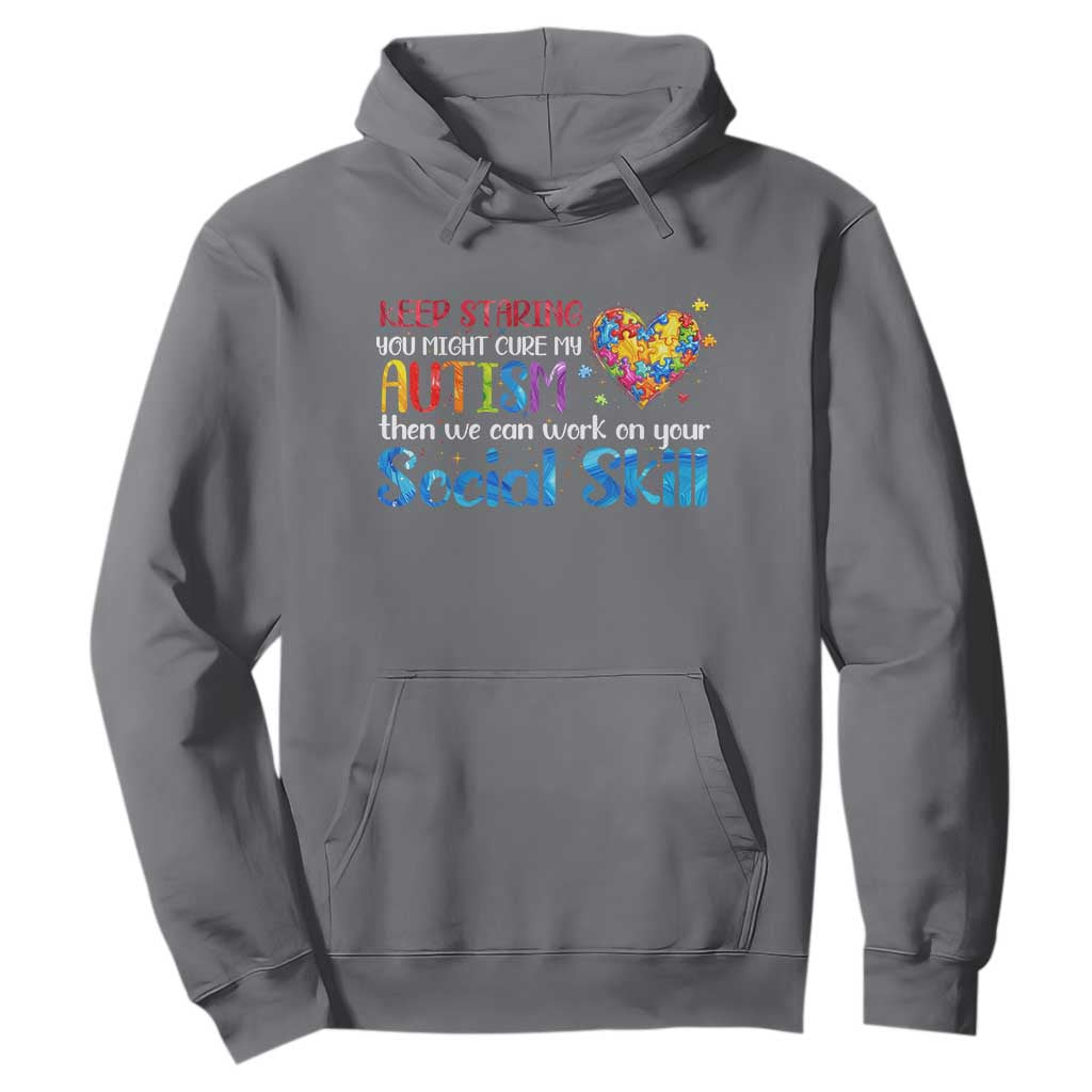 Autism Awareness Hoodie Keep Staring You Might Cure My Autism Heart Puzzle TS10 Charcoal Print Your Wear