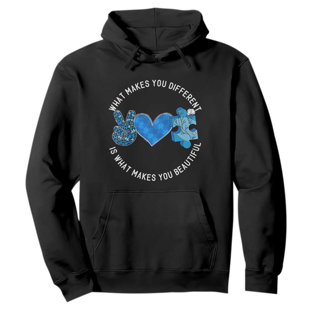 Autism Awareness Hoodie What Makes You Different Is What Makes You Beautiful TS10 Black Print Your Wear