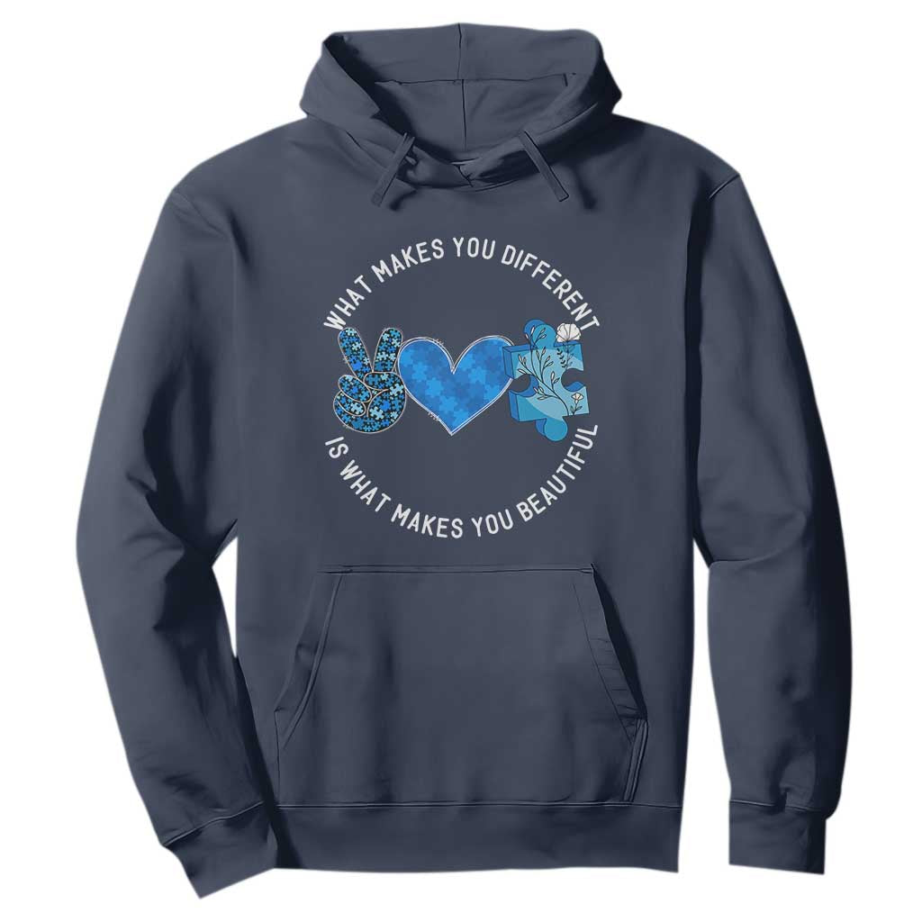 Autism Awareness Hoodie What Makes You Different Is What Makes You Beautiful TS10 Navy Print Your Wear