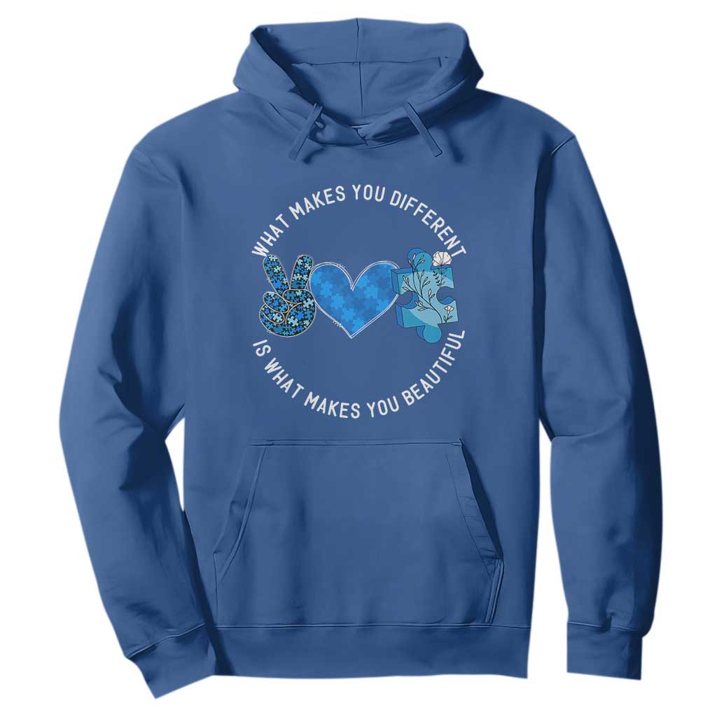 Autism Awareness Hoodie What Makes You Different Is What Makes You Beautiful TS10 Royal Blue Print Your Wear