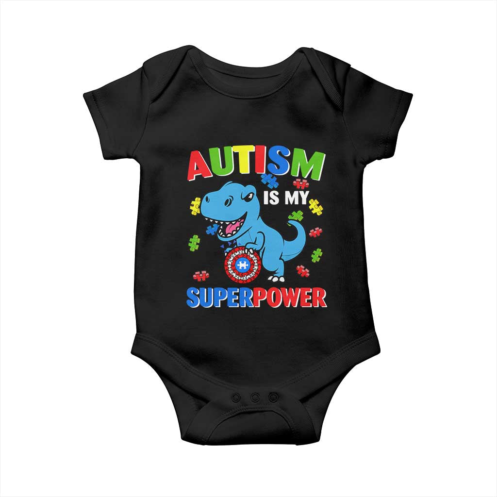 Autism Awareness Is My Superpower Baby Onesie Cute Dinosaur Dino Kids Boys TS10 Black Print Your Wear