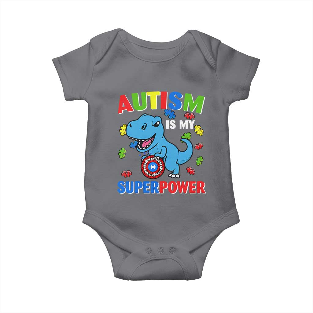 Autism Awareness Is My Superpower Baby Onesie Cute Dinosaur Dino Kids Boys TS10 Charcoal Print Your Wear