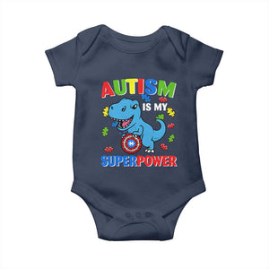 Autism Awareness Is My Superpower Baby Onesie Cute Dinosaur Dino Kids Boys TS10 Navy Print Your Wear