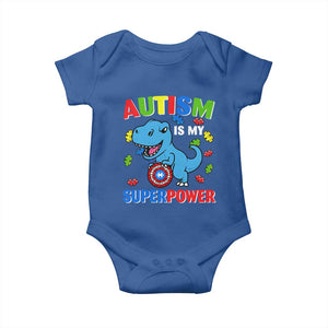 Autism Awareness Is My Superpower Baby Onesie Cute Dinosaur Dino Kids Boys TS10 Royal Blue Print Your Wear