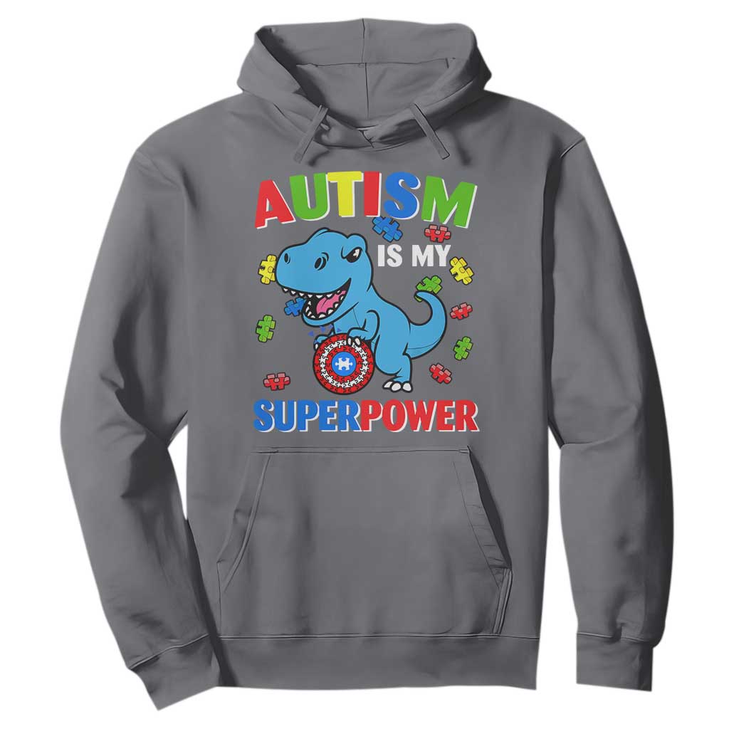 Autism Awareness Is My Superpower Hoodie Cute Dinosaur Dino Kids Boys TS10 Charcoal Print Your Wear