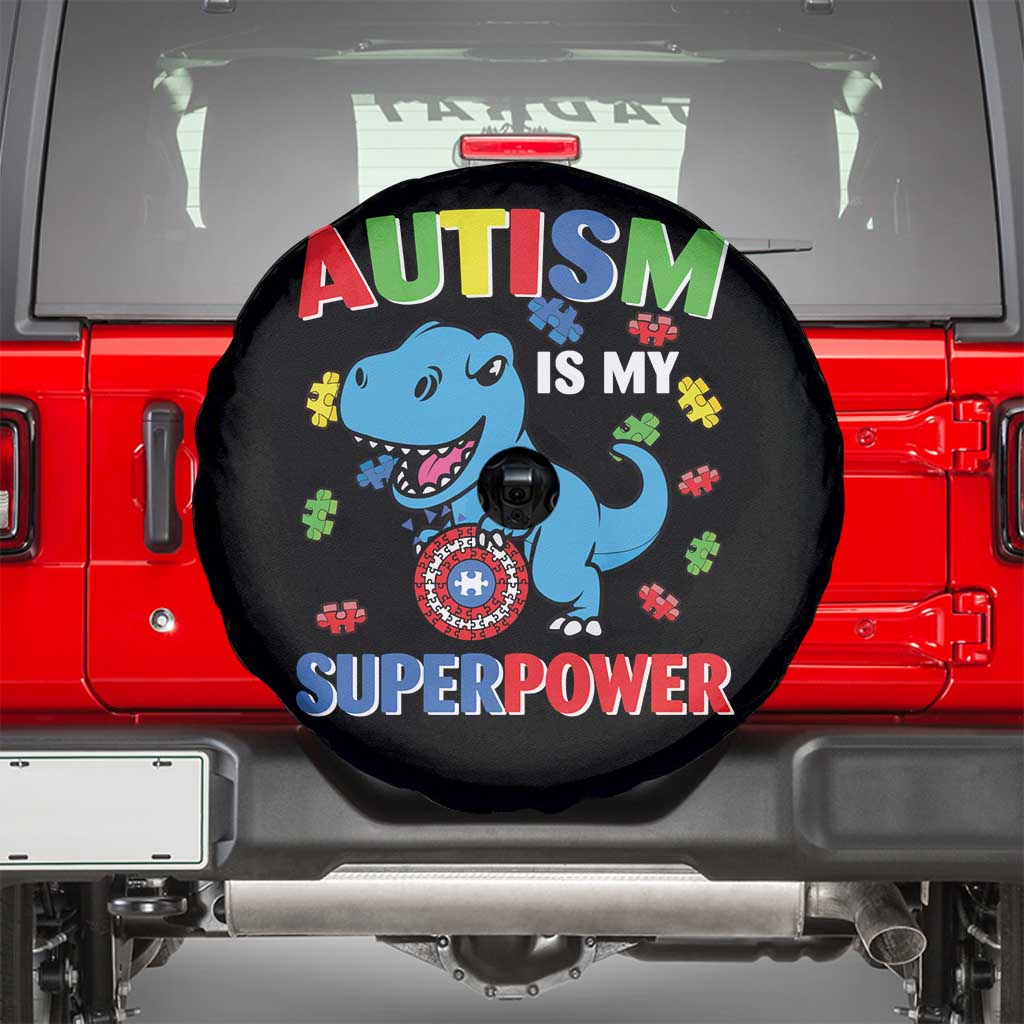 Autism Awareness Is My Superpower Spare Tire Cover Cute Dinosaur Dino Kids Boys TS10 Black Print Your Wear