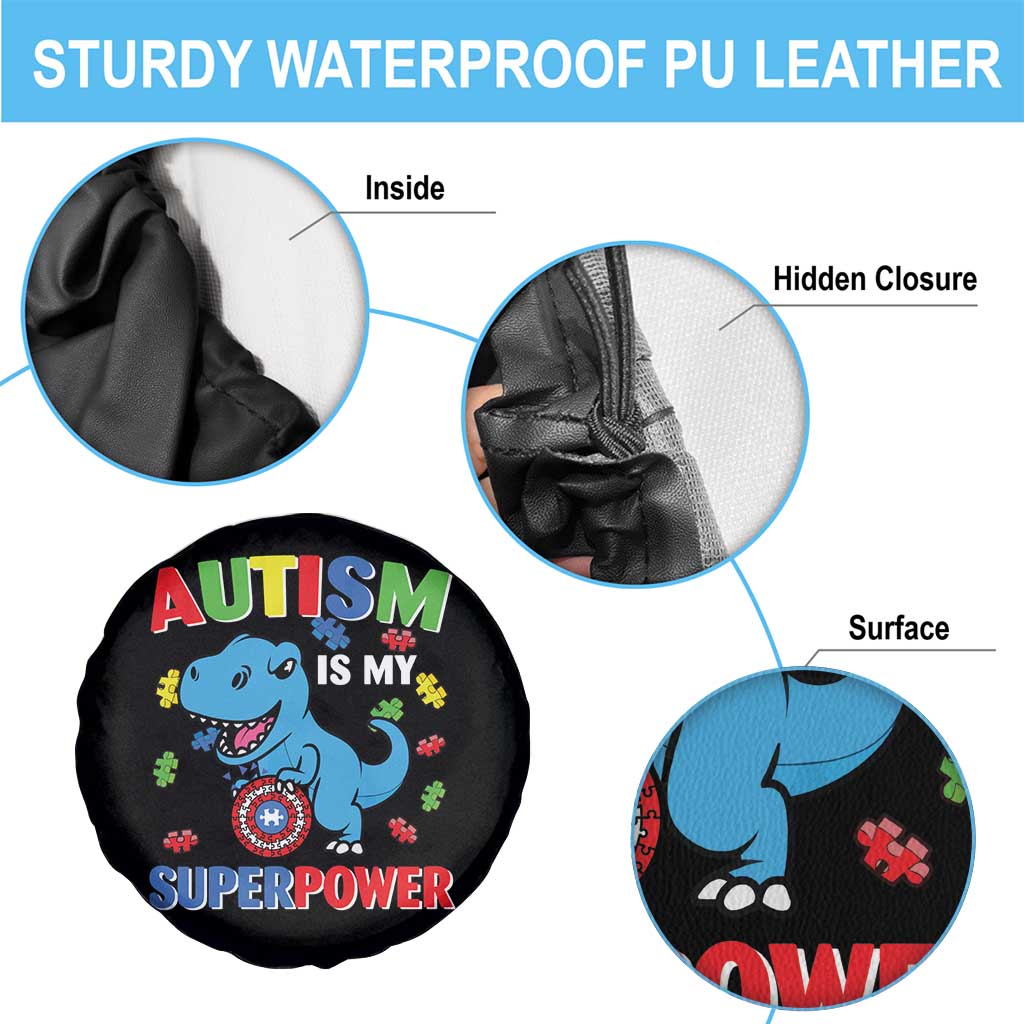 Autism Awareness Is My Superpower Spare Tire Cover Cute Dinosaur Dino Kids Boys TS10 Print Your Wear